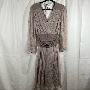 traffic people 100% silk boho deep v neck long sleeve dress